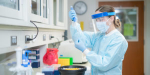 Woman works in a lab